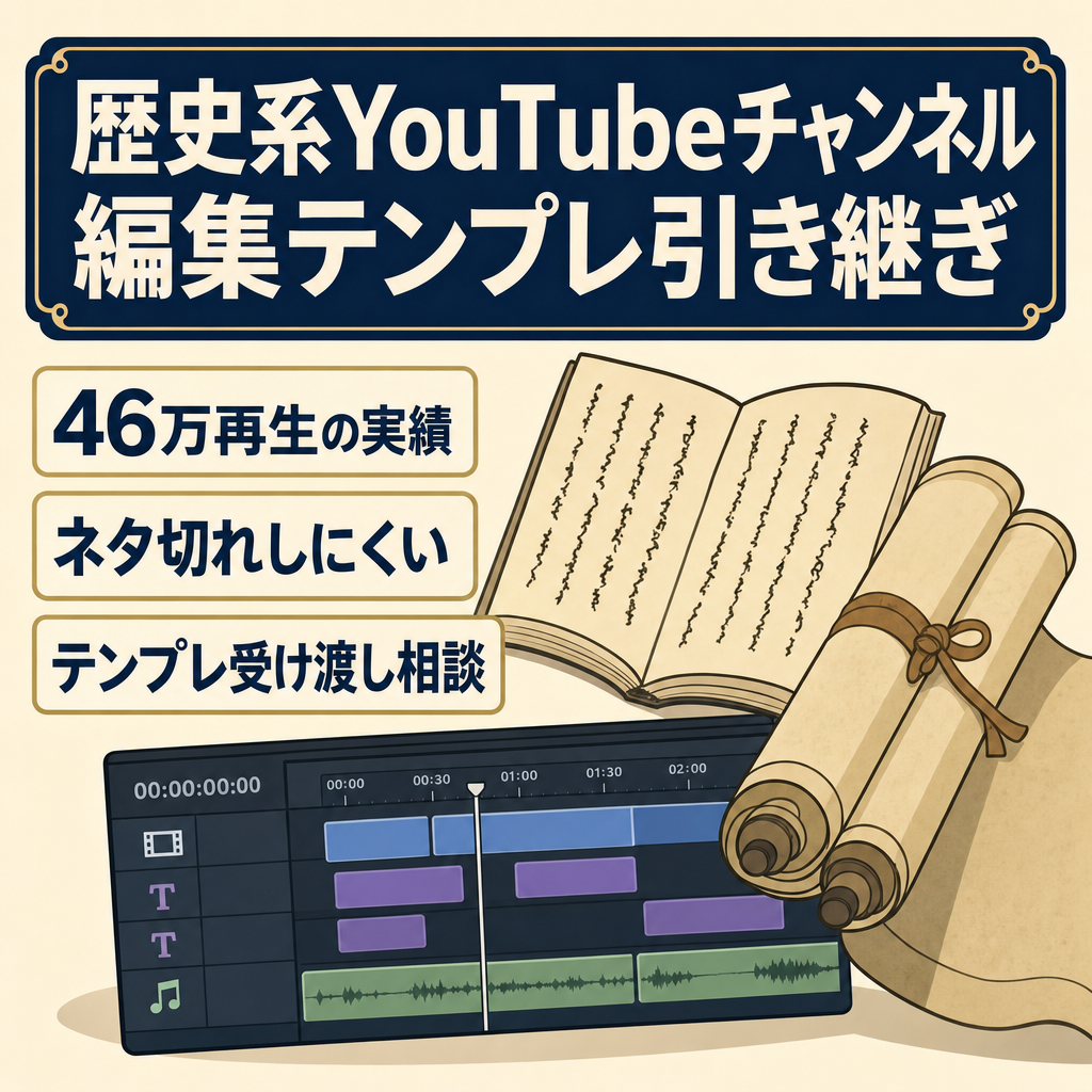 歴史に特化したYouTubeチャンネル｜編集に必要なテンプレ丸ごと引き継ぎます
