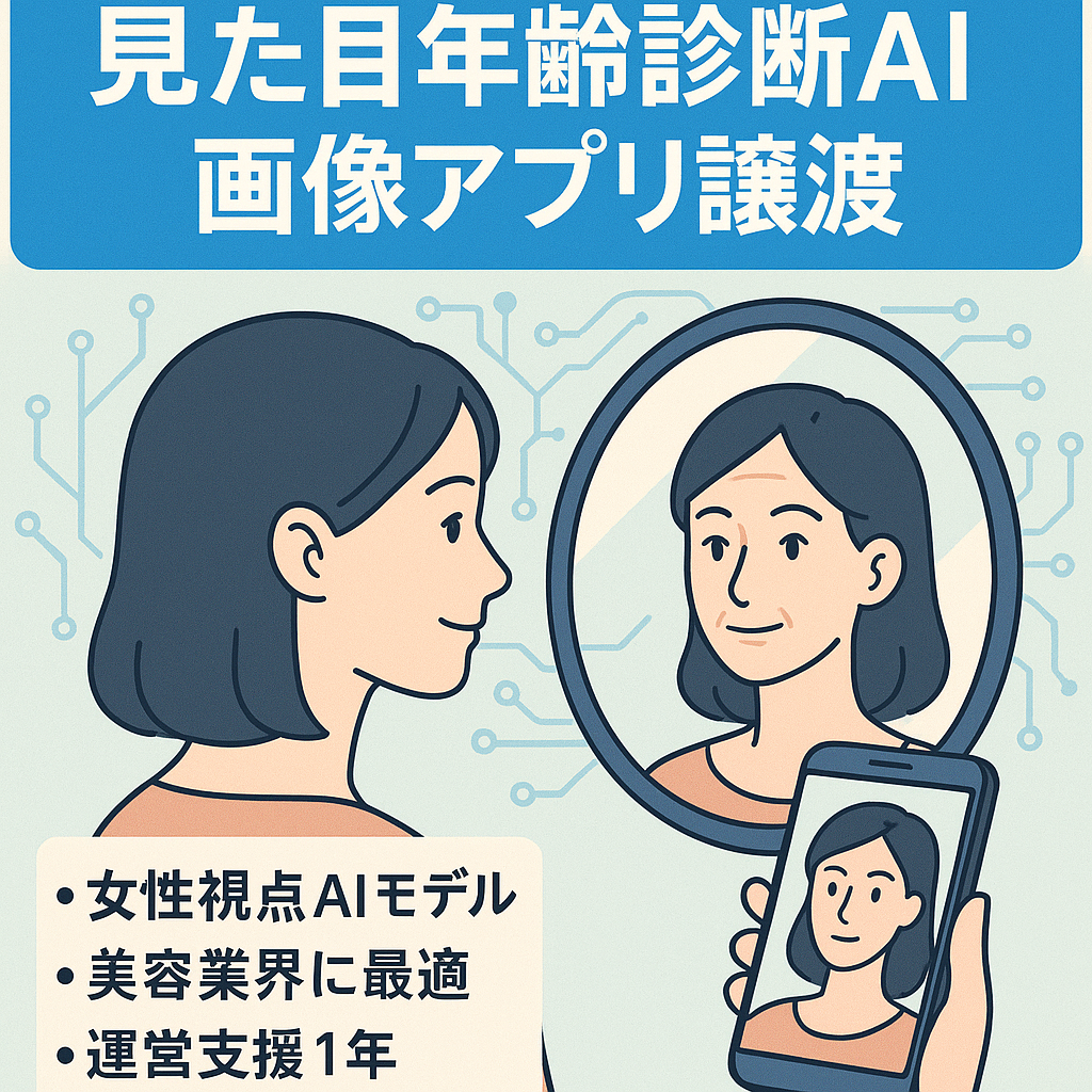 女性目線でAIモデルを独自開発。見た目の年齢を診断するAI画像診断アプリです。1年間のサポート付き！