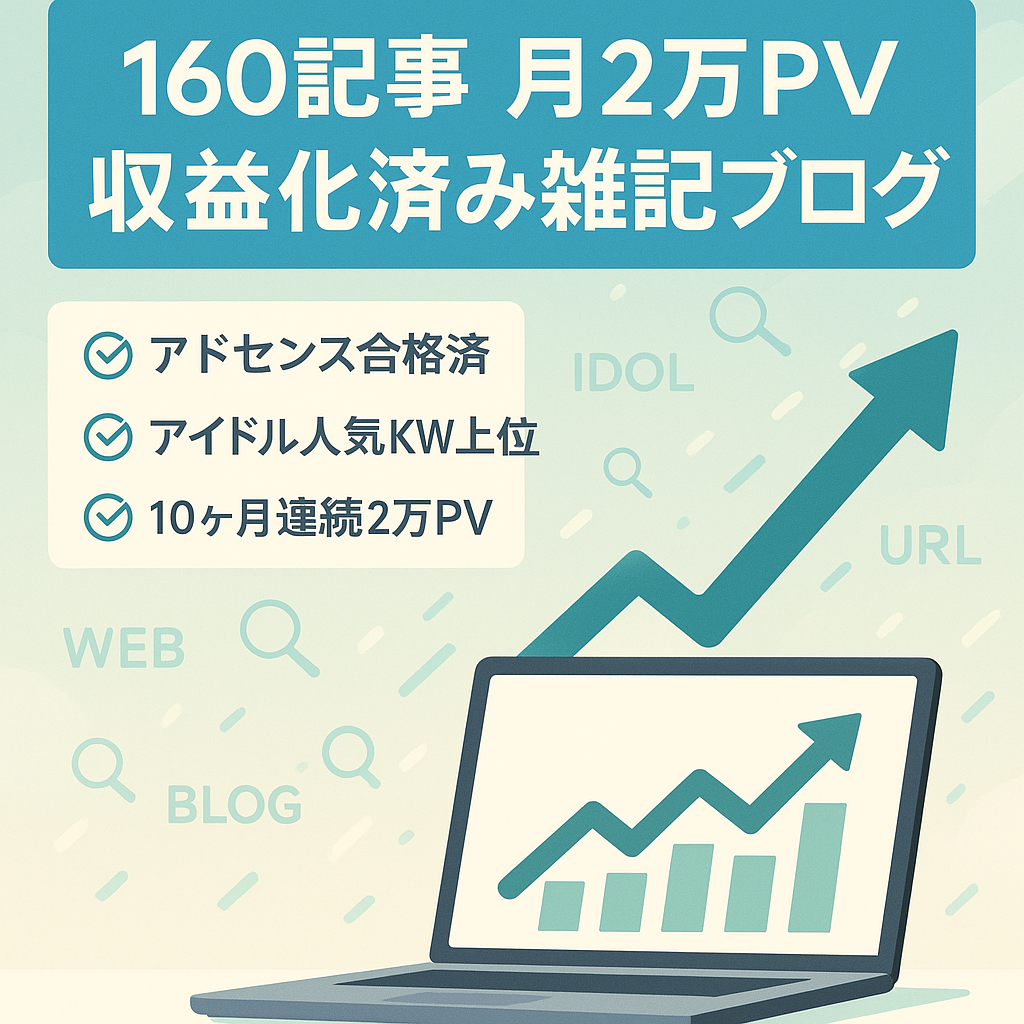 【収益化済み】160記事で直近月間20,000PV、Googleアドセンス合格済みの雑記ブログです