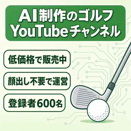 【低価格販売】顔出しなし！ AIで作成するゴルフYOUTUBEチャンネル