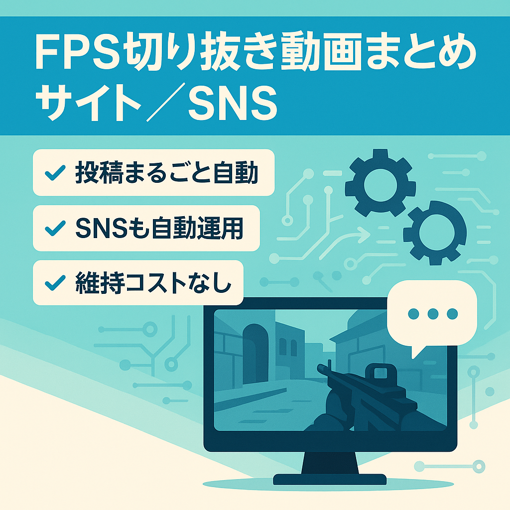 【記事自動更新】FPS動画の切り抜きを集めた動画まとめサイト  SNSアカウントも譲渡
