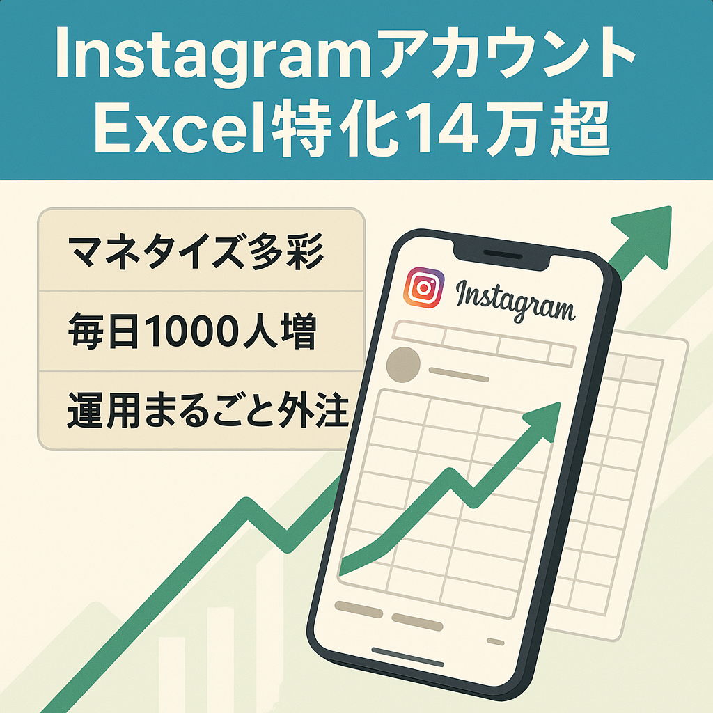 【instagram14万人以上】Excel特化アカウント（1日約1000人増加中）