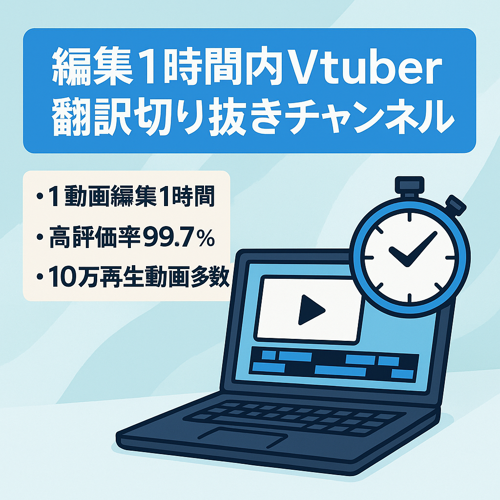 【編集時間1時間以内】チャンネル登録者5400人大手Vtuber翻訳切り抜きチャンネル