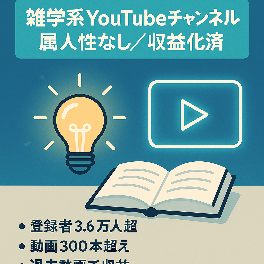 【登録者36,000人超】雑学系youtubeチャンネル【属人性無し・収益化済】