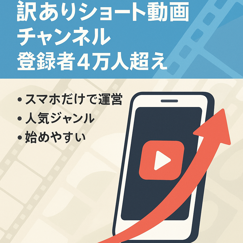 【訳あり】チャンネル登録者4万人超え！スマホ一つで運営可能、サクセスストーリーshort動画
