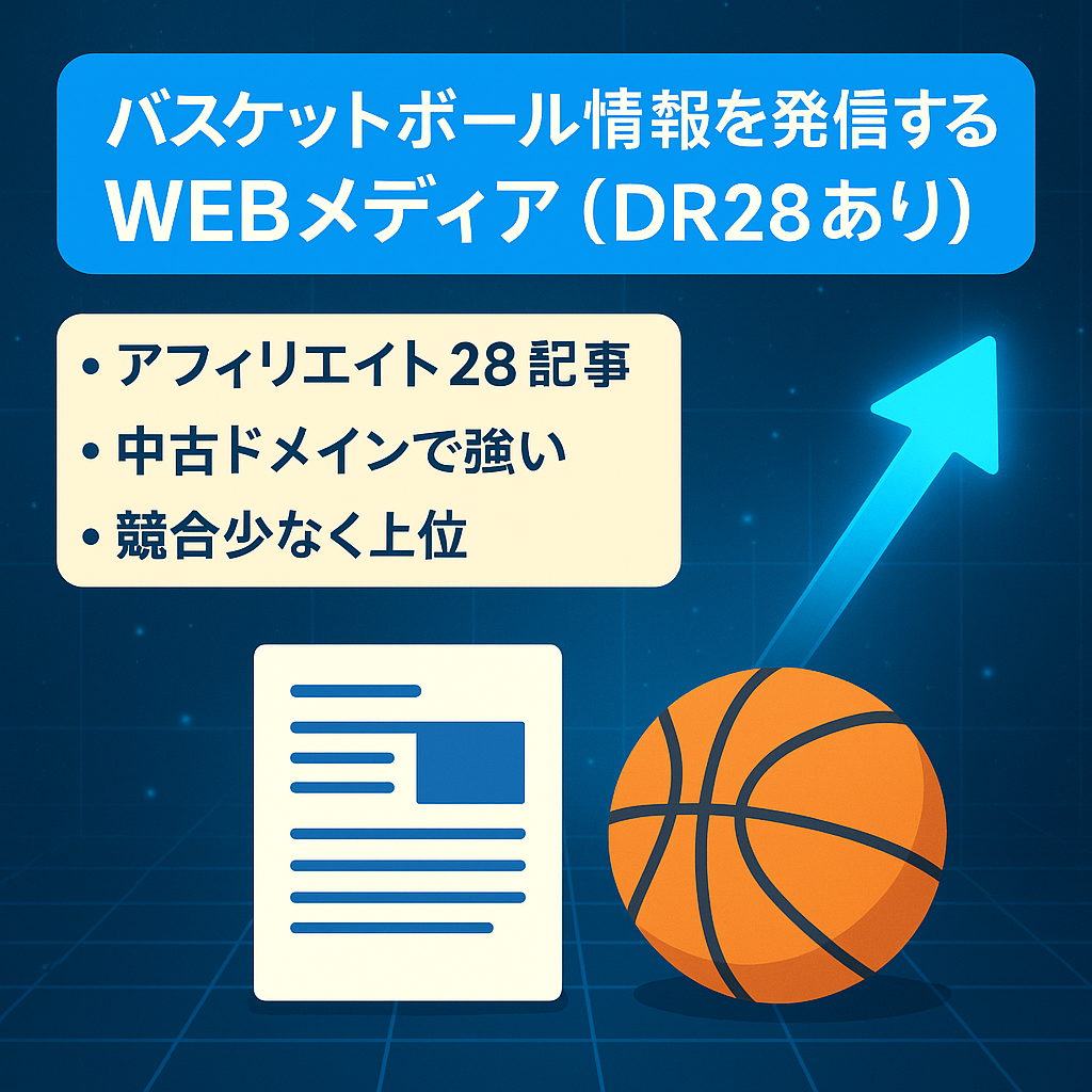 バスケットボール情報を発信するWEBメディア（DR28あり）