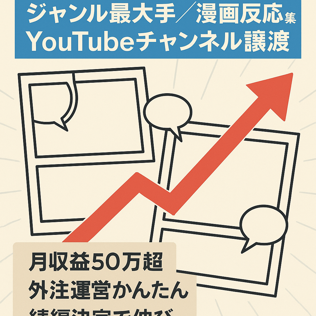 【ジャンル最大手 5か月の総収益270万越え 属人性なし】大人気漫画反応集のYouTubeチャンネルの譲渡【外注可能・値下げ可能】
