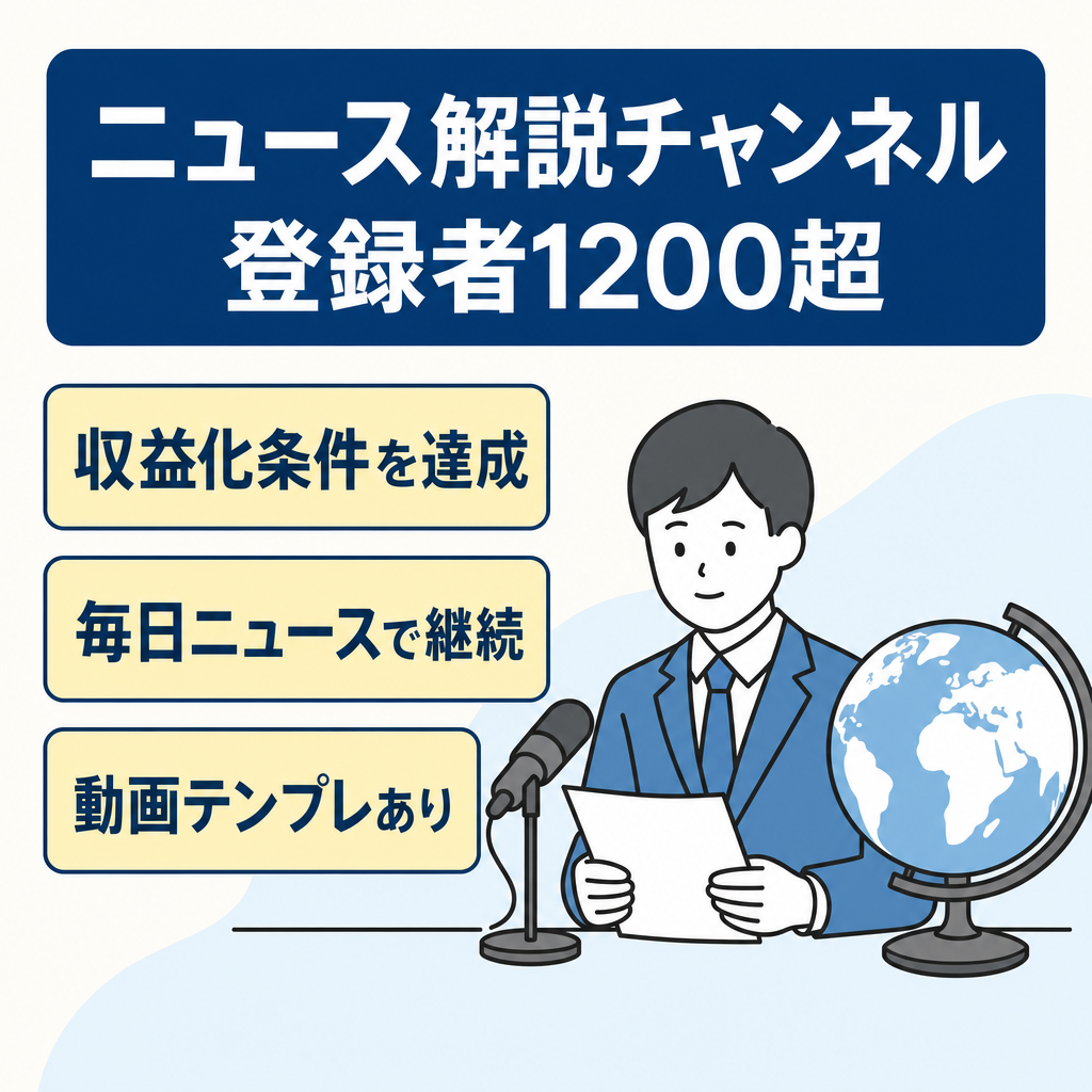 【非属人】収益化第一条件クリアー済み！ニュース解説系チャンネル【登録者1200超】