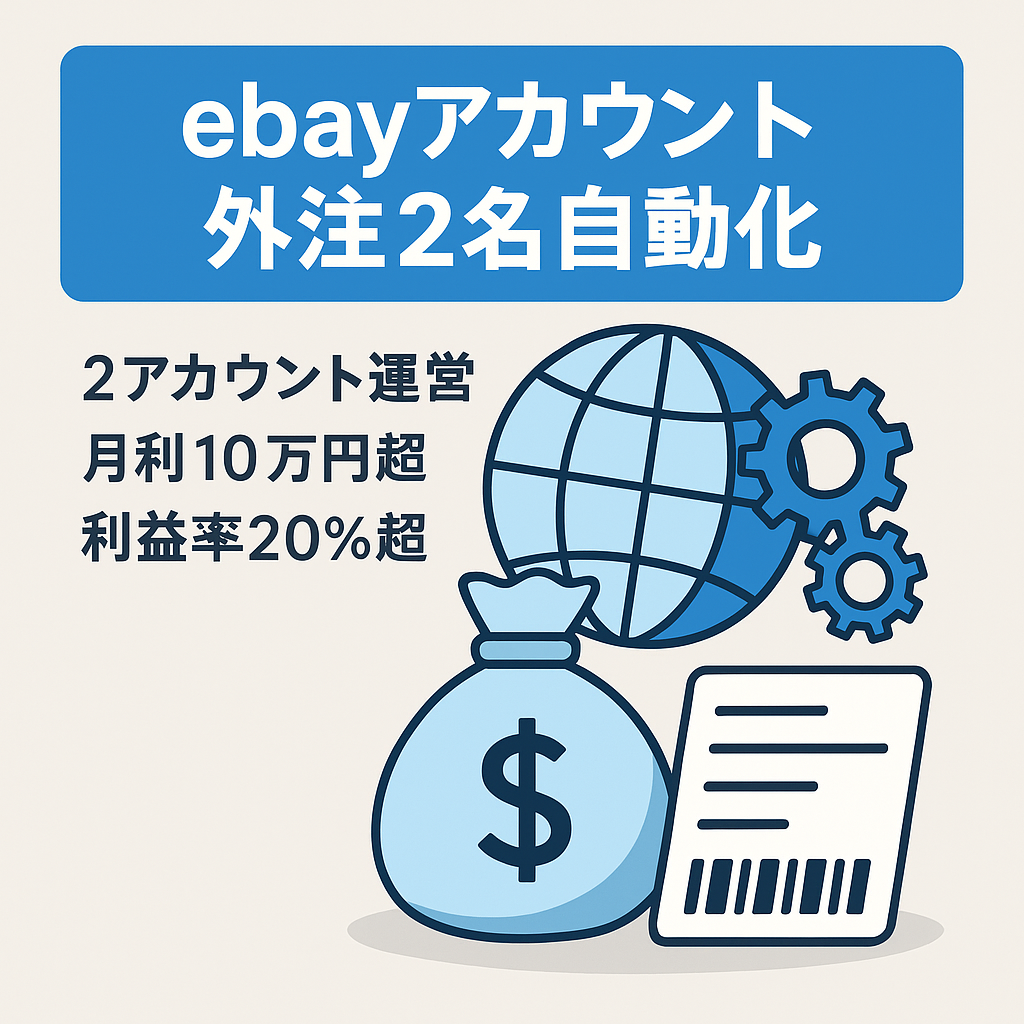 【月利10万円以上のebayアカウント】外注スタッフ2名おり、ほぼ自動化の仕組みを作っています！