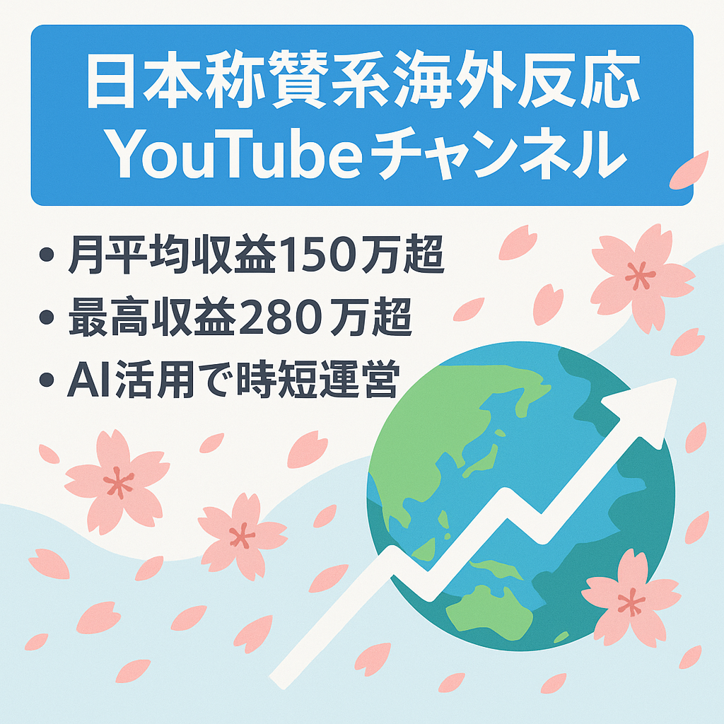 【収益開始より月平均約150万以上の収益有！登録者8万人超え】日本称賛系（海外の反応）YouTubeチャンネル
