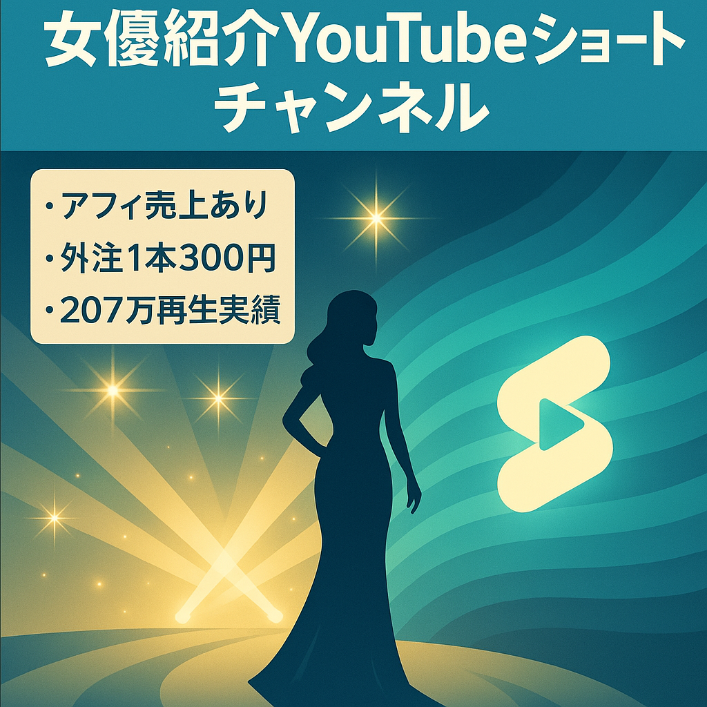 【YouTubeショート×アフィリエイト】売上発生中の女優紹介系チャンネル 4480人