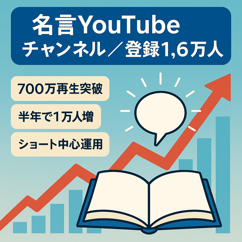 【登録者1.6万人】半年で1万人増の名言YouTubeチャンネル｜総再生700万回突破（過去実績）