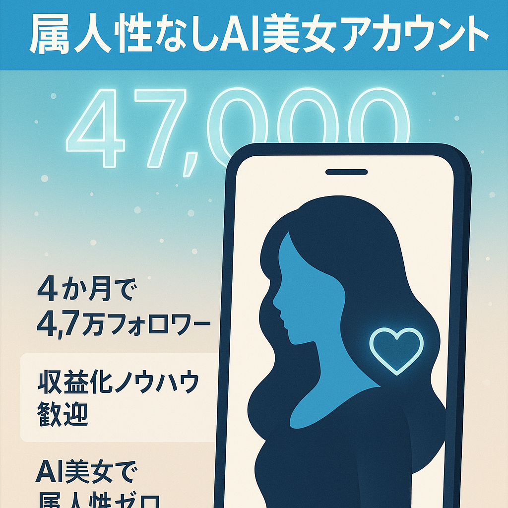 【フォロワー4.7万人越え 】属人性なし AI美女アカウント