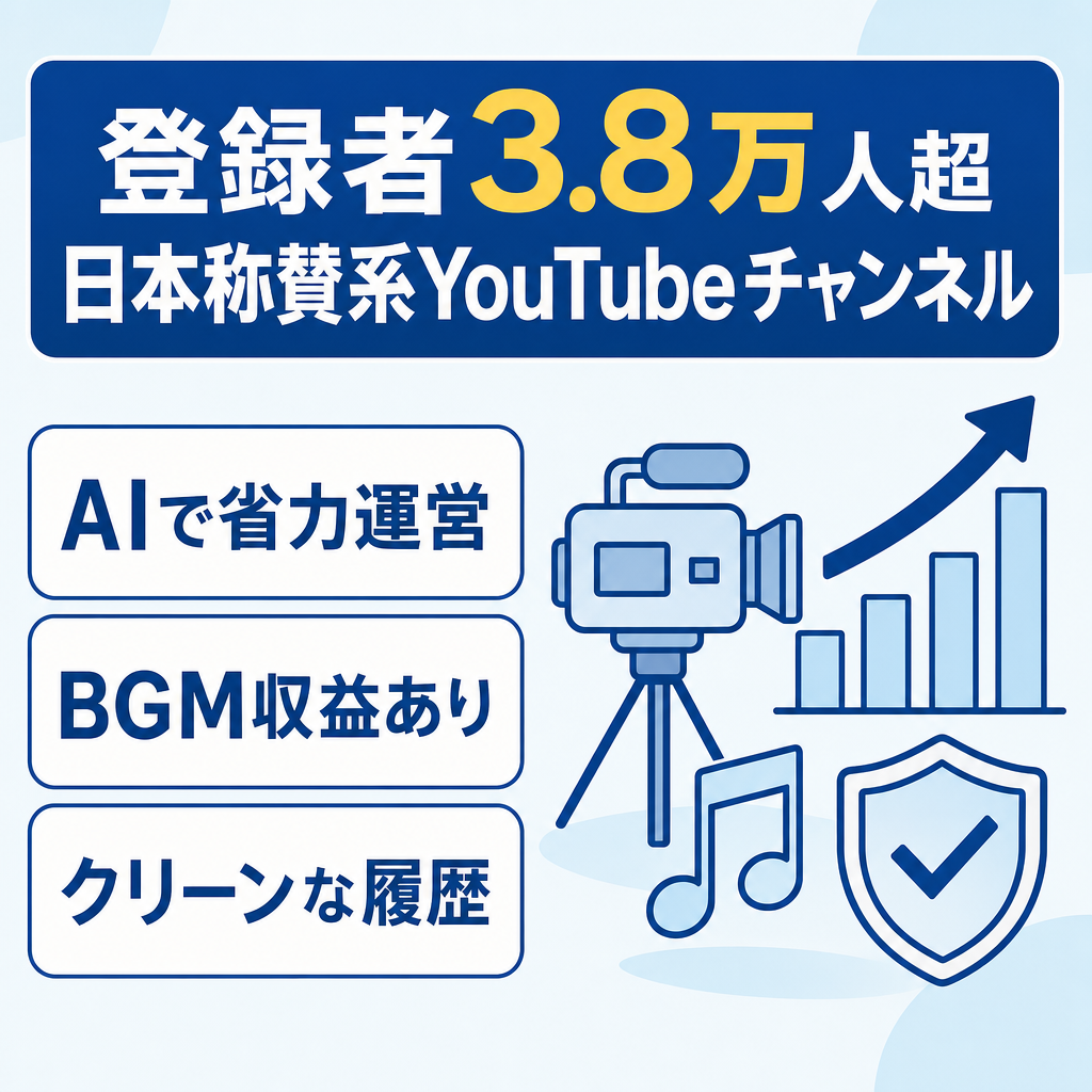 【登録者3.8万人超】日本称賛系YouTubeチャンネル   チャンネル＋BGM収益あり