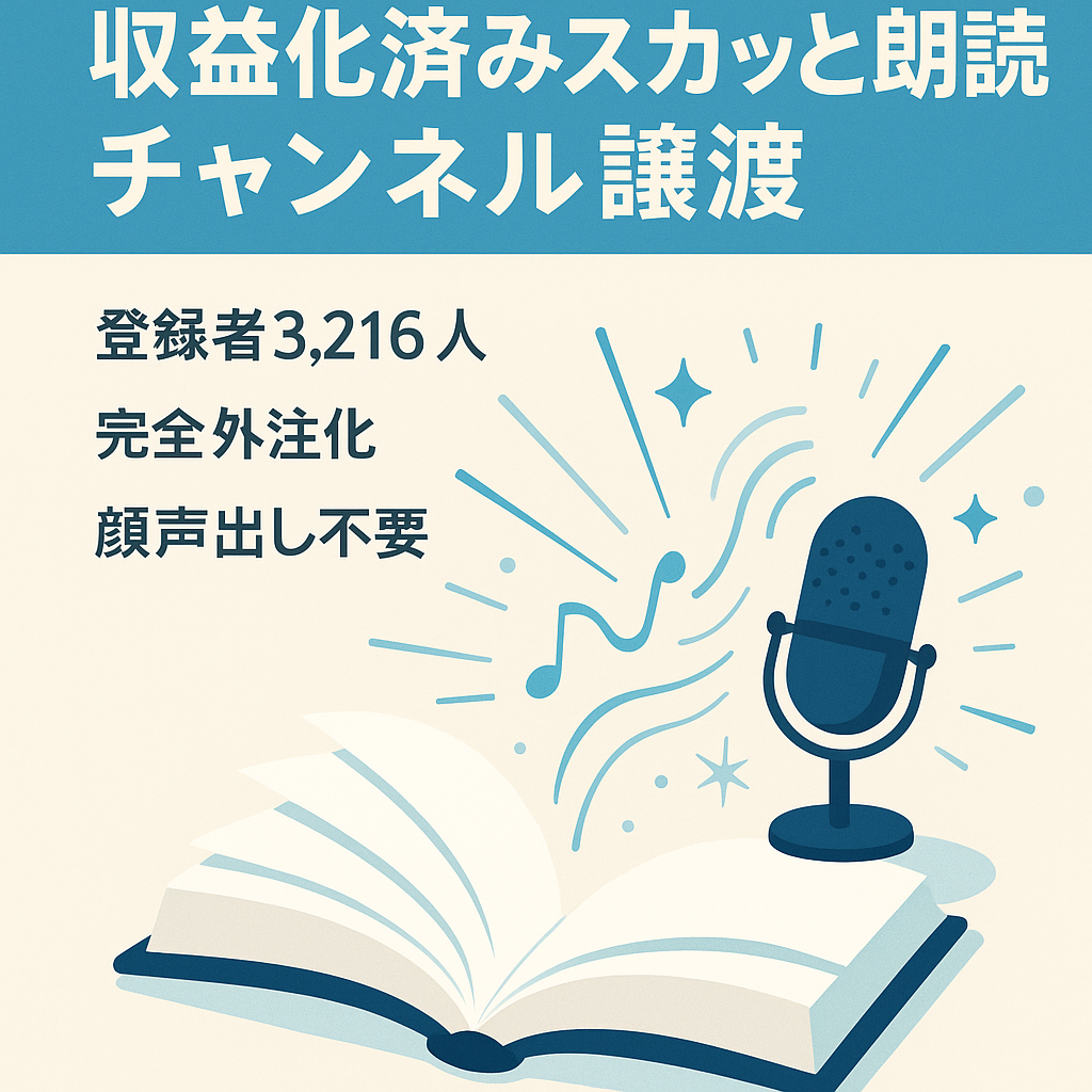 【収益化済み・登録者3,216人】スカッと系朗読YouTube譲渡（マニュアルあり） 【完全外注化可能/顔出し・声出し無し】