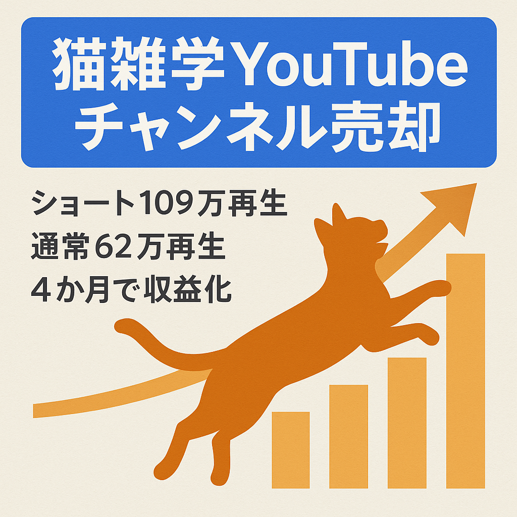 【ショート動画100万回.通常動画60万回以上再生の動画有り】ペット(猫)に関する雑学・豆知識チャンネル/最高月収10万円／YouTube開始4ヶ月で収益化達成