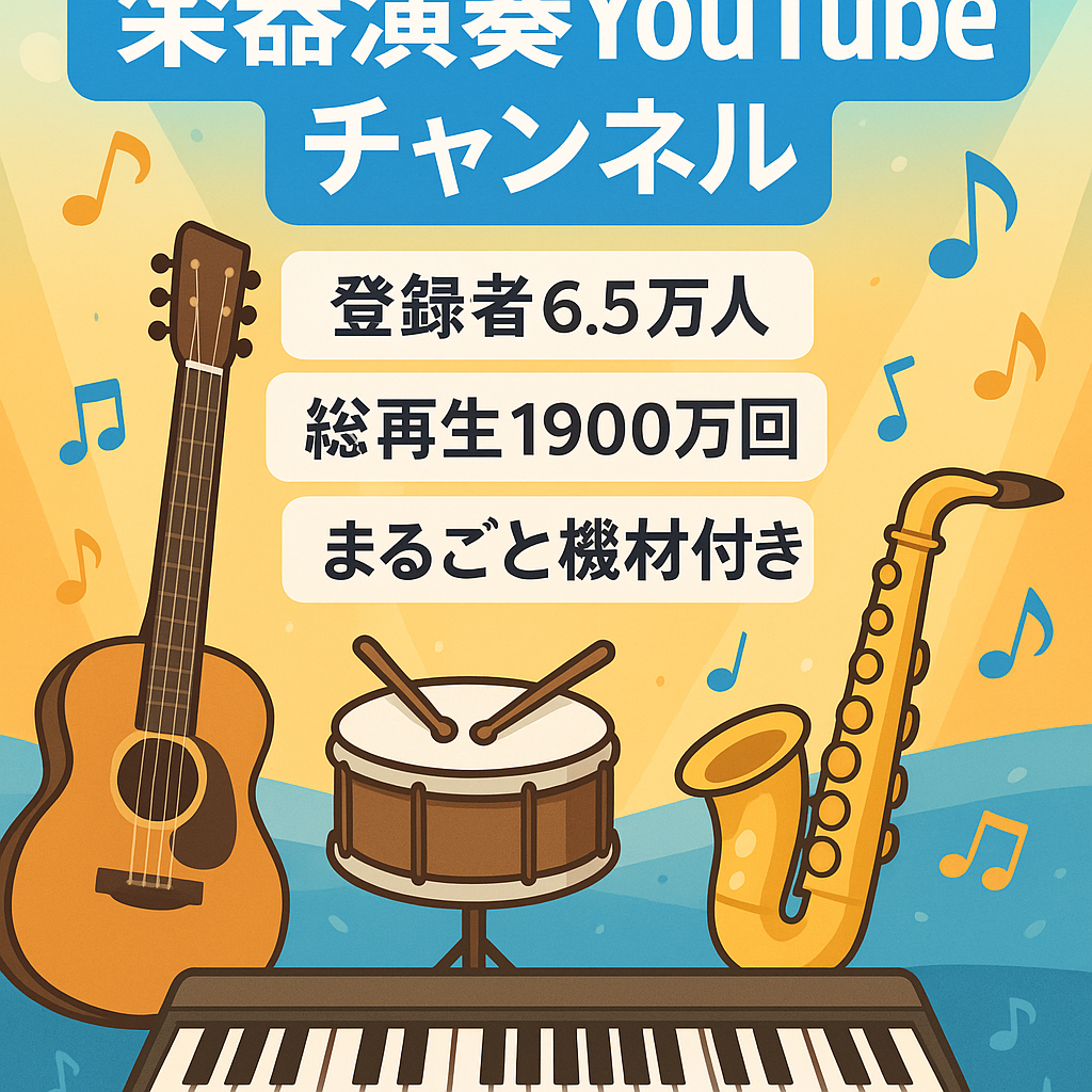 【登録者6.5万人、動画34本で総再生回数1900万再生】音楽系チャンネルです。様々な人に楽器を演奏してもらいその様子を撮影して投稿するチャンネルです。