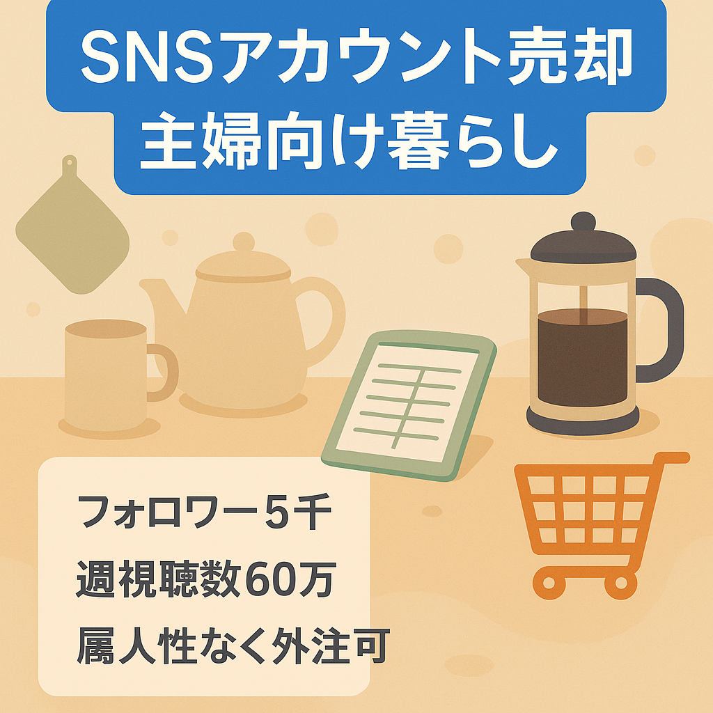【フォロワー5千/マネタイズしやすい】主婦層向け暮らし系ジャンル（属人性なし）