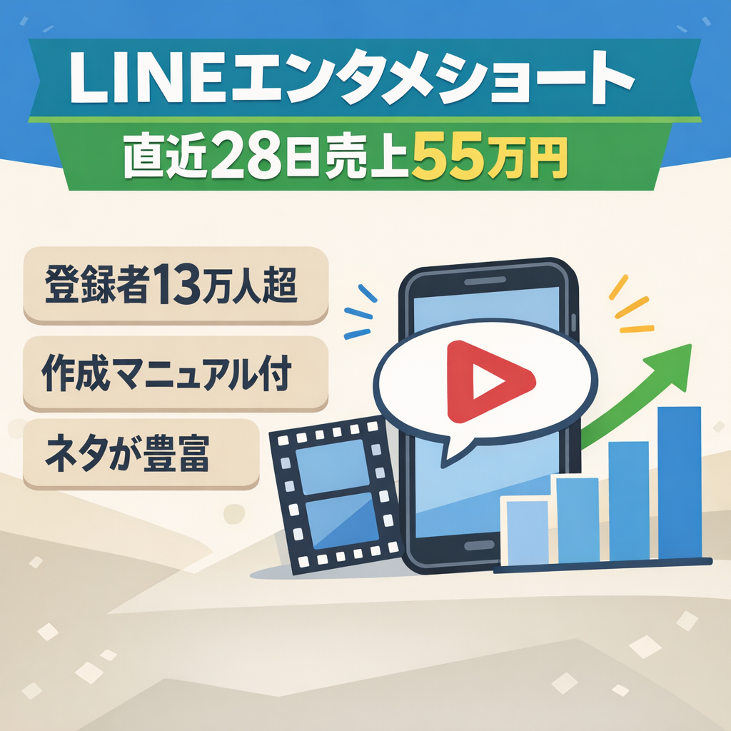 【登録者13万人・直近28日売上55万円】LINEエンタメショートチャンネル