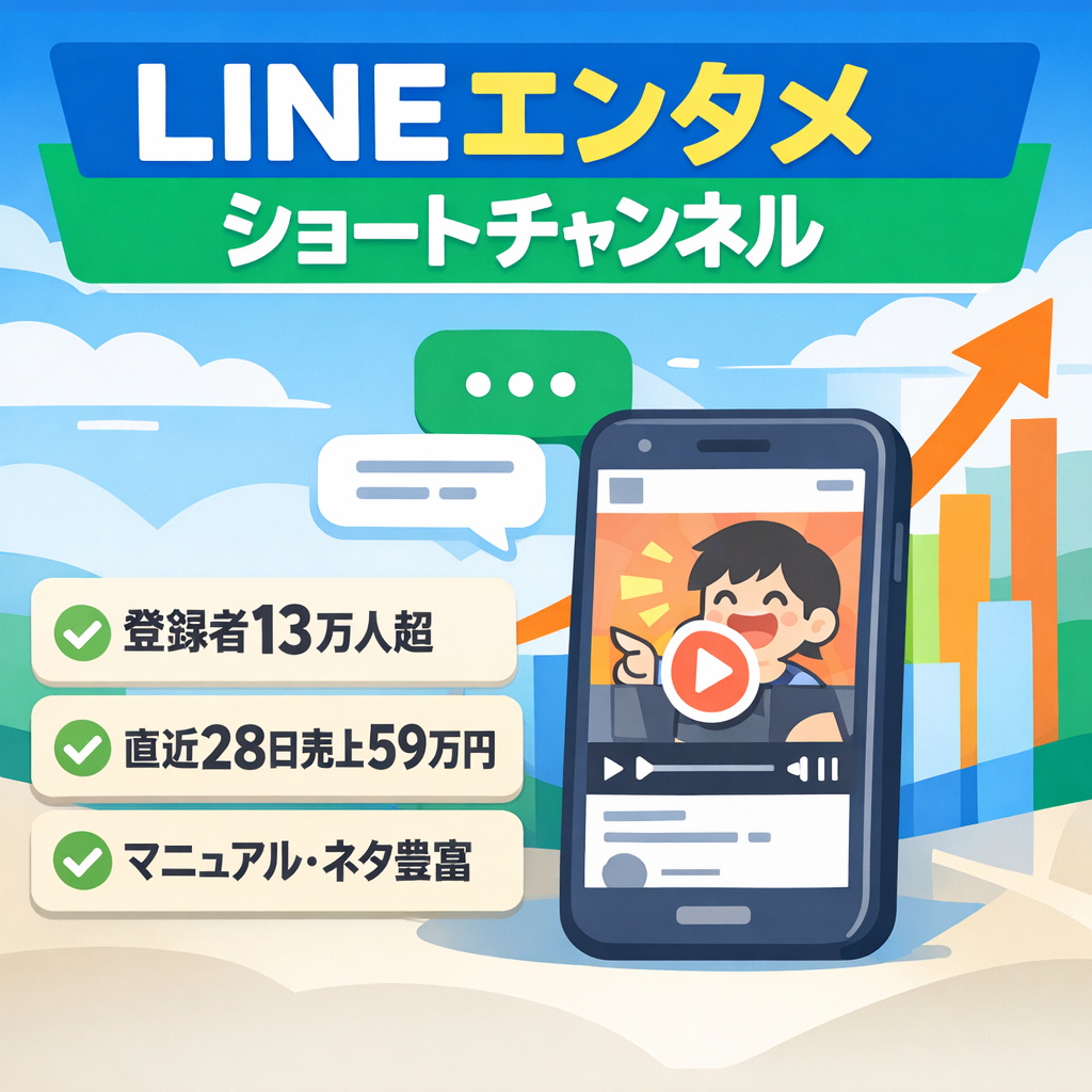 【登録者13万人・直近28日売上59万円】LINEエンタメショートチャンネル