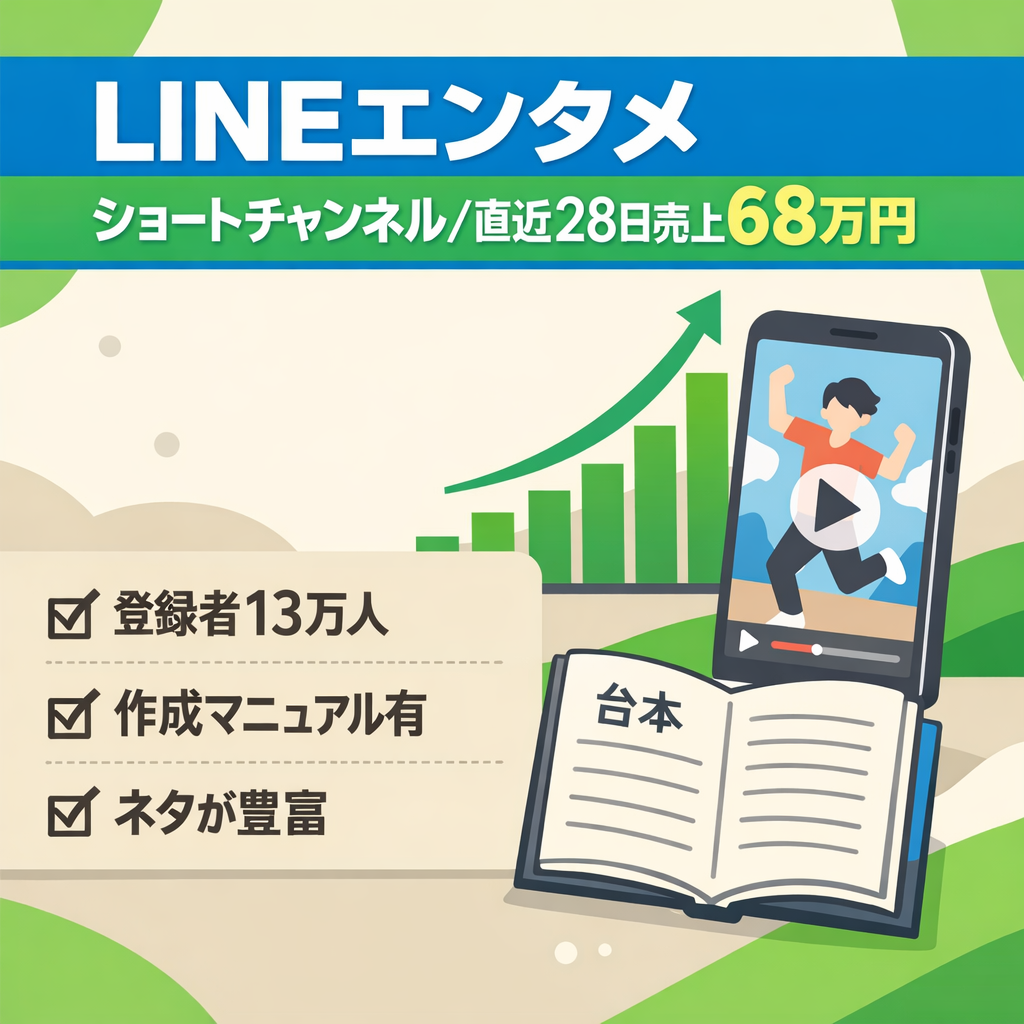 【登録者13万人・直近28日売上68万円】LINEエンタメショートチャンネル