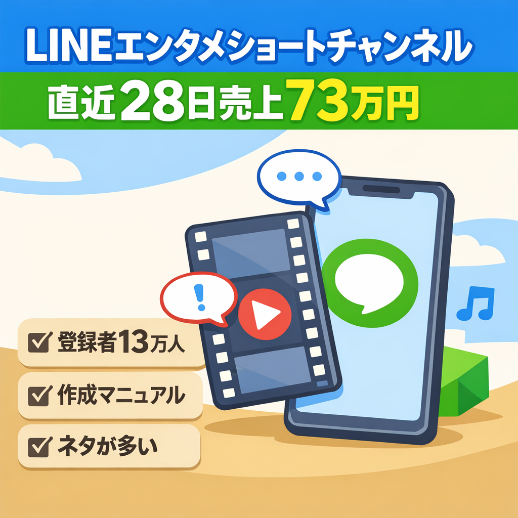 【登録者13万人・直近28日売上73万円】LINEエンタメショートチャンネル