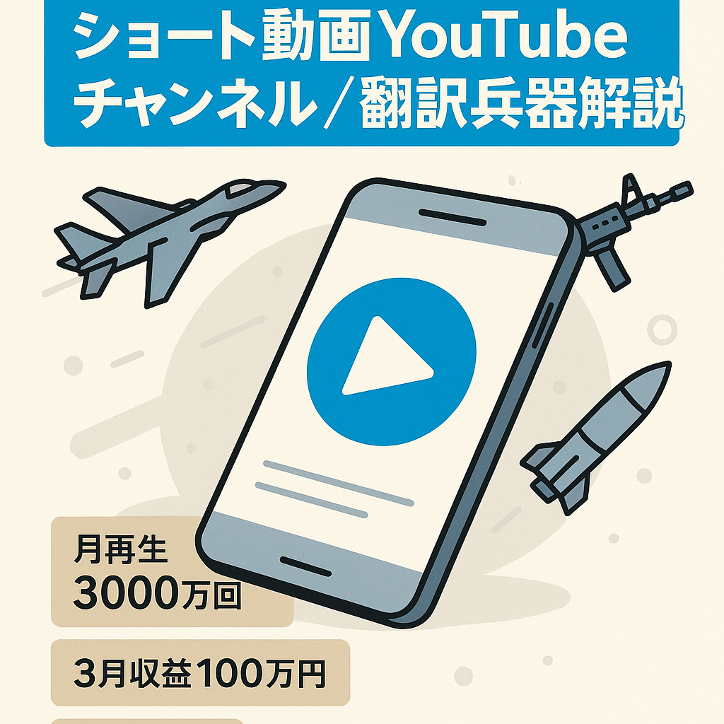 【3月収益100万円・登録者6.9万人】翻訳兵器解説ショート動画ch 月間再生3000万回超え【属人性なし】