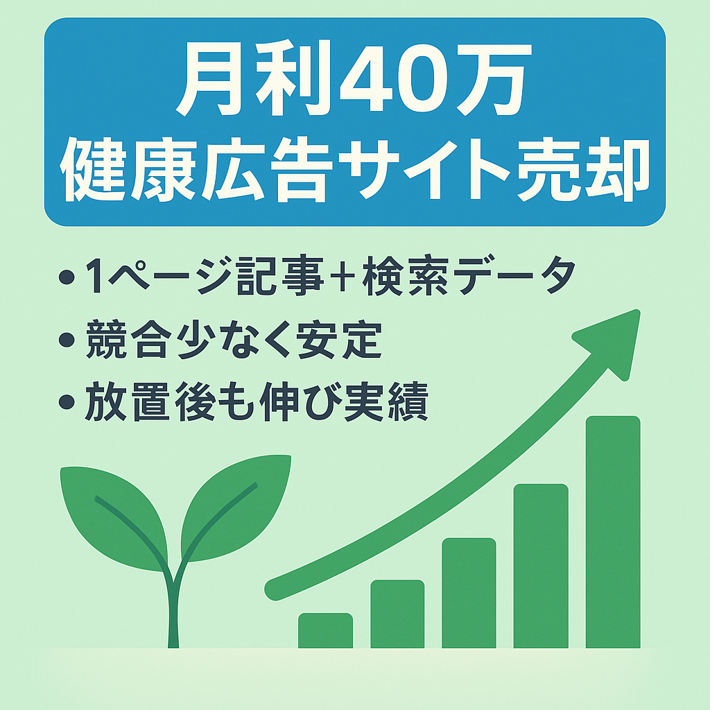 【直近月利40万　ROAS350%】健康ジャンルのリスティングサイト（PPC）