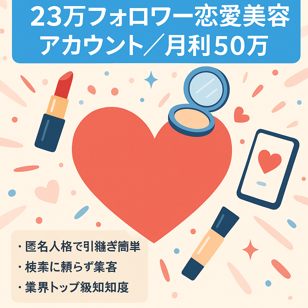 【フォロワー23万、最高月利50万】恋愛・美容に特化したアカウント【恋愛、ダイエット、美容】