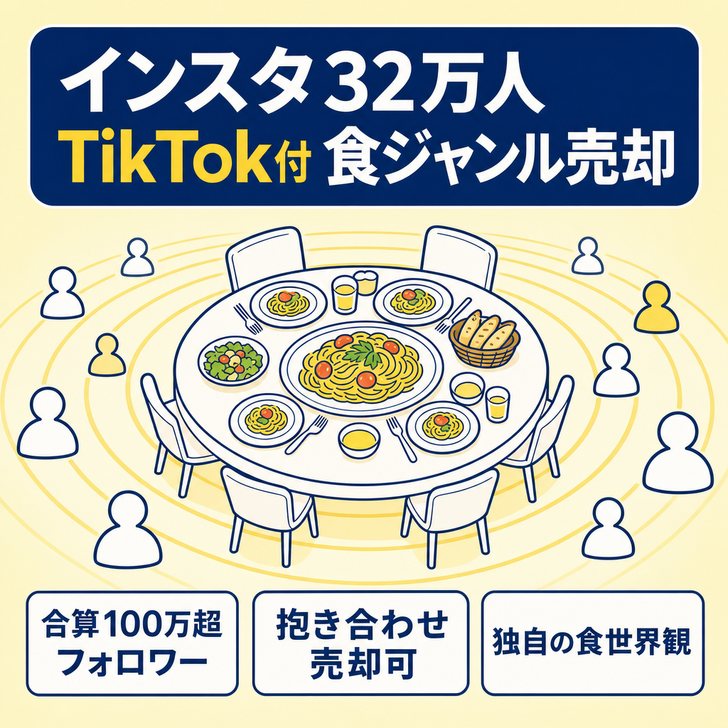 【Instagramアカウント32万人／TikTok71万人】食べ物が同じ料理を食べるバズ食系　抱き合わせ売却可