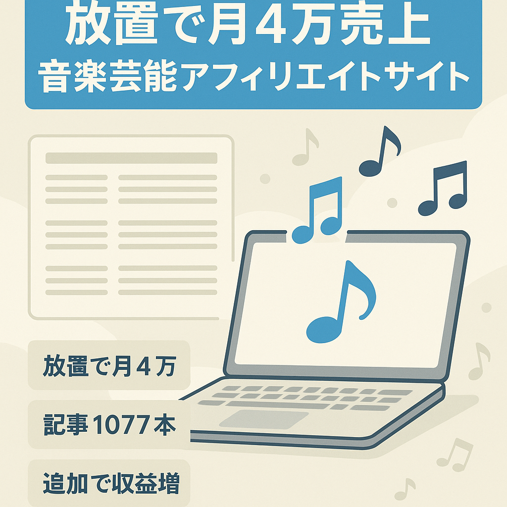 【放置で月4万円の売上】音楽系のエンタメ・芸能記事が1,000記事のアフィリエイトサイト