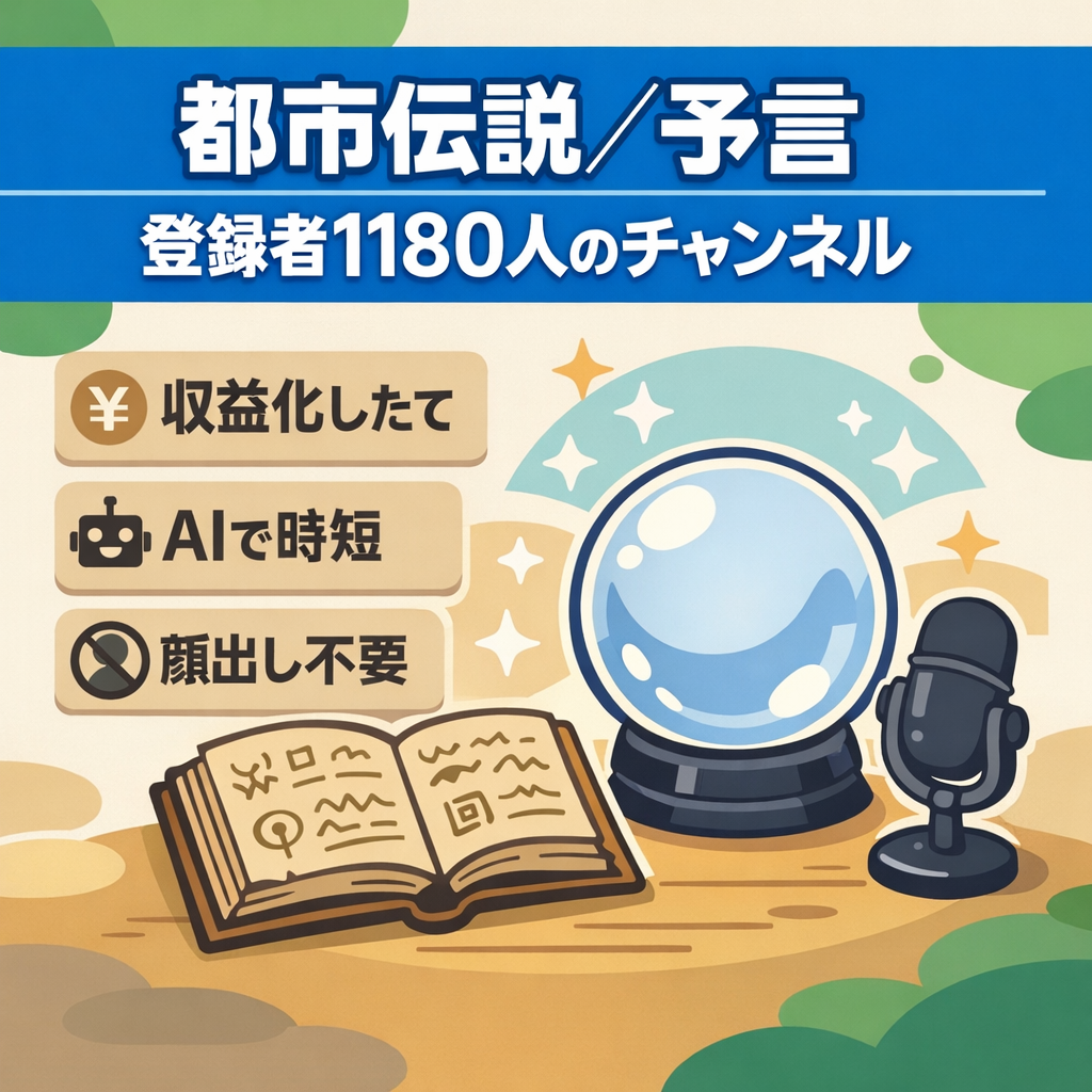 【収益化したてのチャンネル・登録者数1180人】都市伝説・予言YouTubeチャンネル