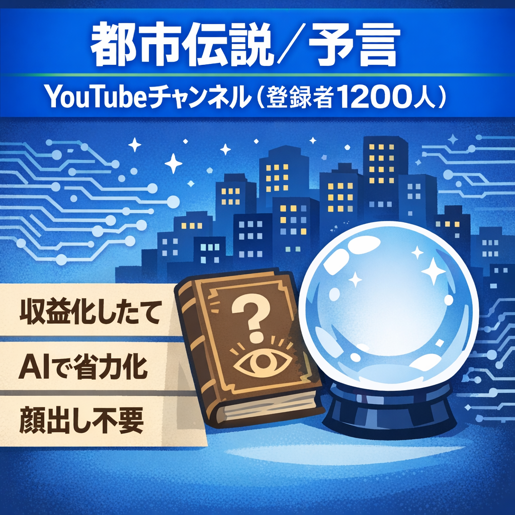 【収益化したてのチャンネル・登録者数1200人】都市伝説・予言YouTubeチャンネル