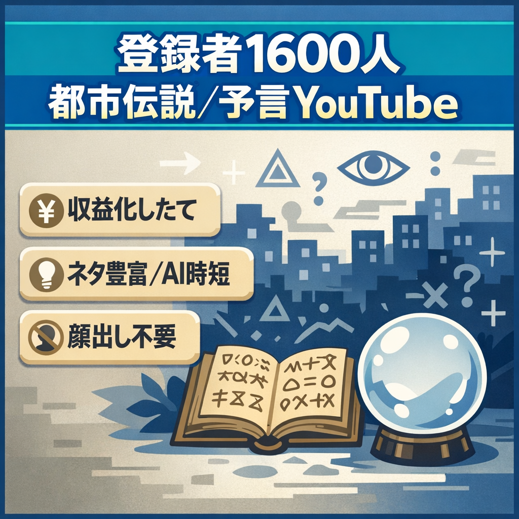 【収益化したてのチャンネル・登録者数1600人】都市伝説・予言YouTubeチャンネル
