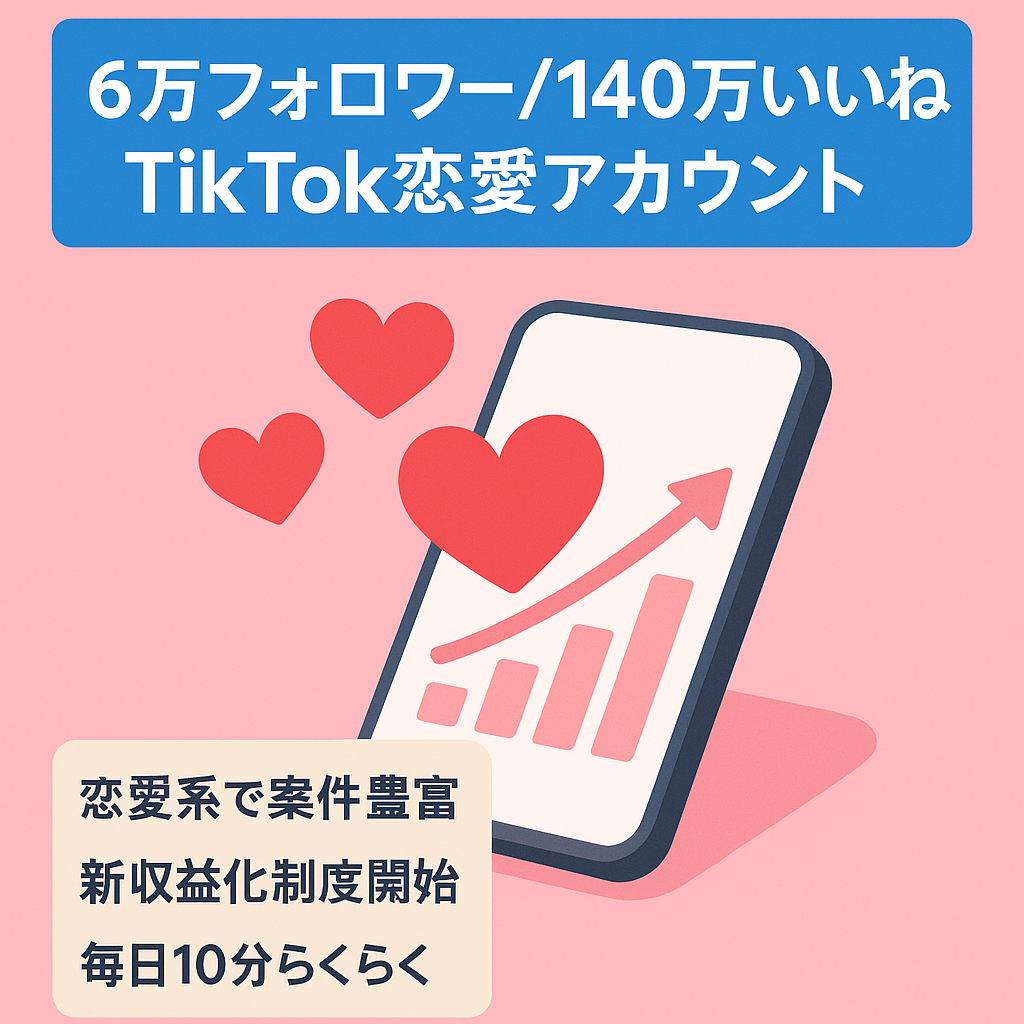 【TikTokわずか3ヶ月で6万フォロワー達成】総いいね数140万！収益化スタート！属人生無しの恋愛アカウント