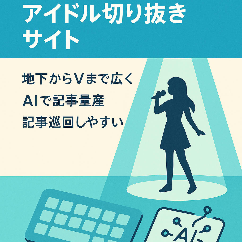 切り抜き：幅広いアイドルを専門的に取り扱い / AdSense合格済み / AIで記事作成