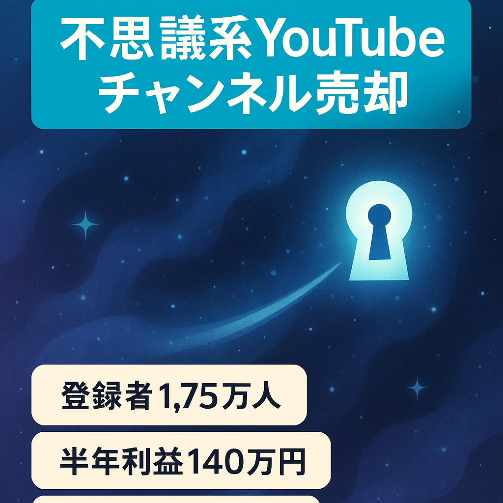 【稼げる!不思議系チャンネル】登録者1.75万人・半年利益累計140万円超！非属人性で顔出し不要！外注化も可能！