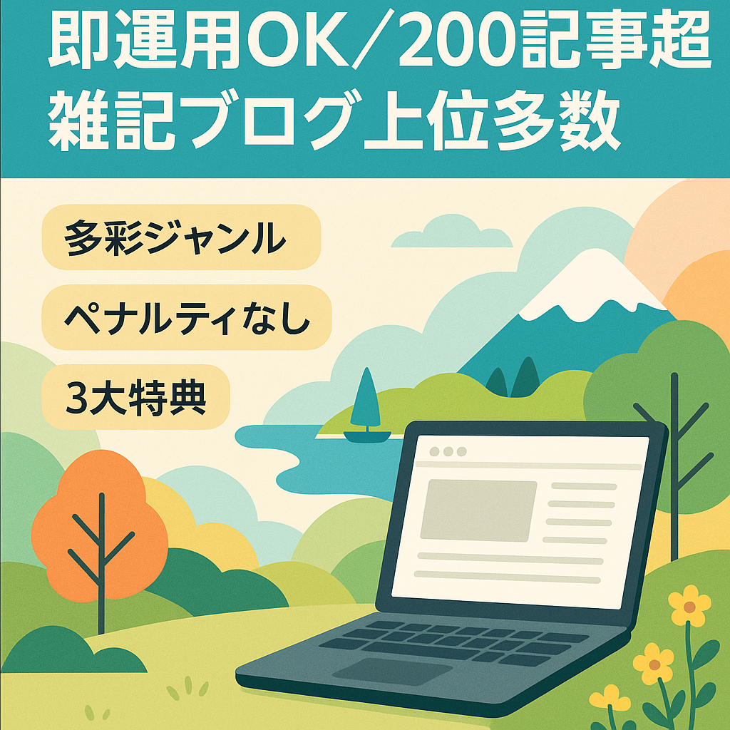 【即運用OK＆200記事超】検索上位多数！エンタメ・季節ネタ・旅行の雑記ブログ【3大特典付き】