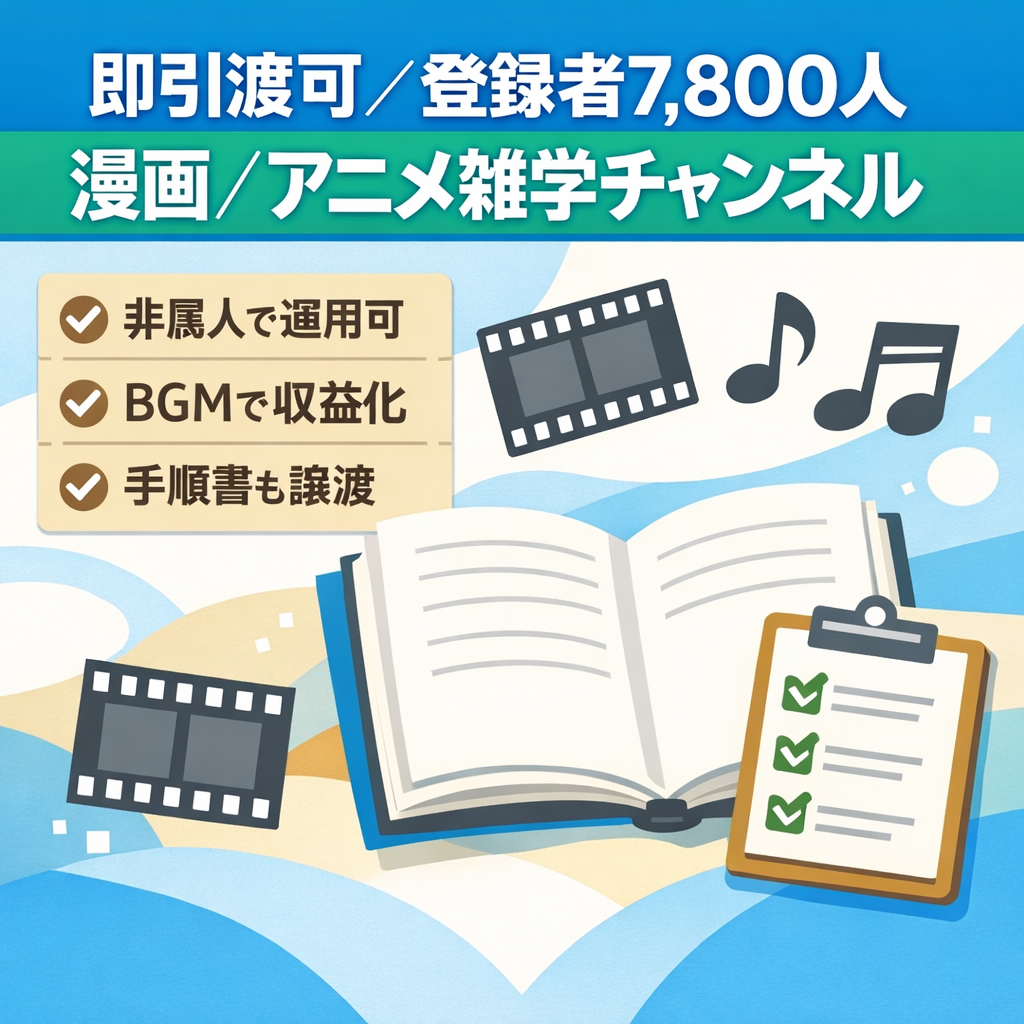 【登録者7,800人】漫画・アニメの雑学チャンネル　即引渡可