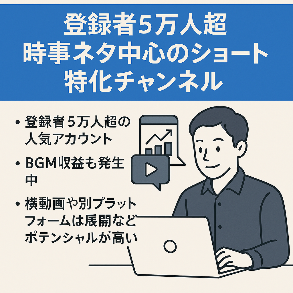 登録者5万人超　時事ネタ中心のショート特化チャンネル