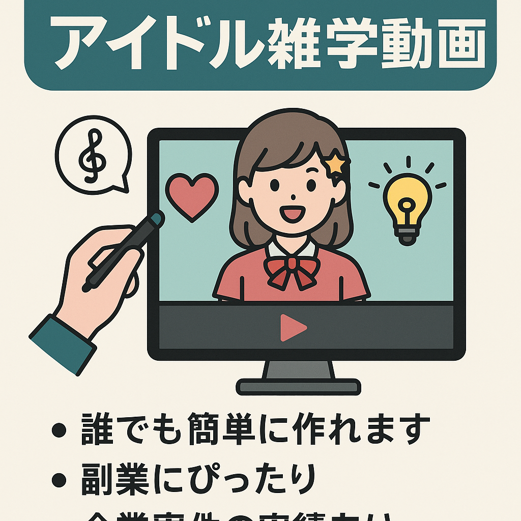 【1動画あたり30分で制作可能】アイドルに関する雑学や情報を発信！【誰でも簡単】