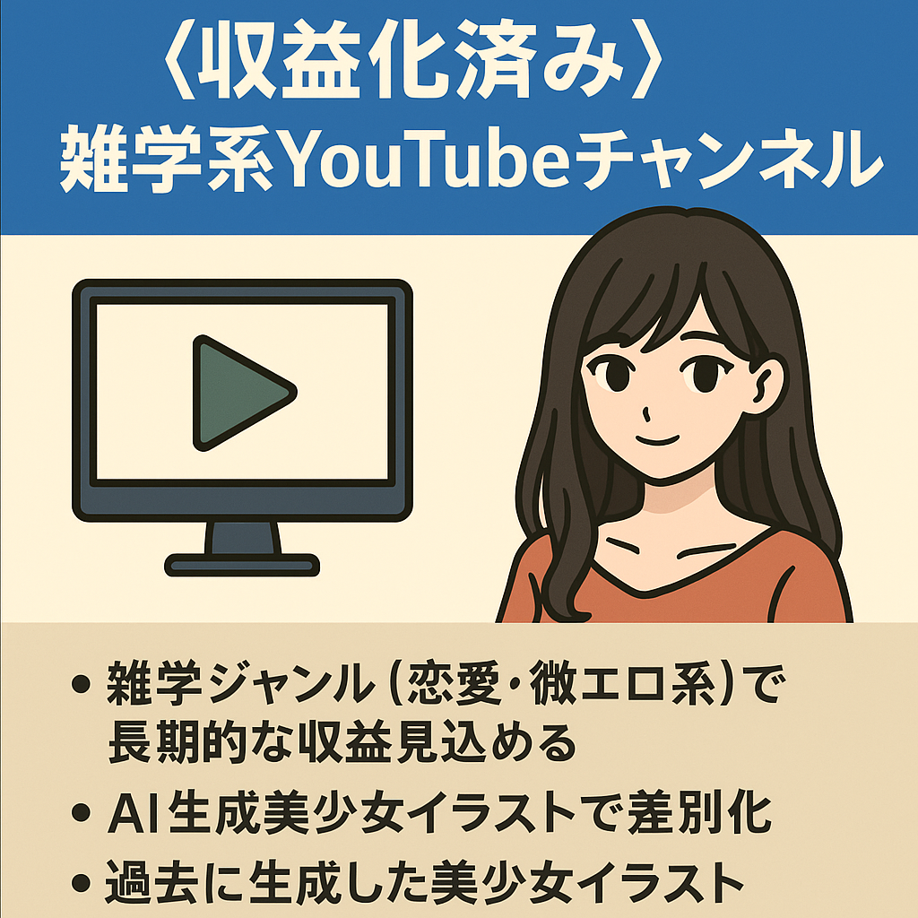 <最終値下げ>【収益化済み・登録者4500人以上・属人性なし・右肩上がりで成長中】雑学系Youtubeチャンネル