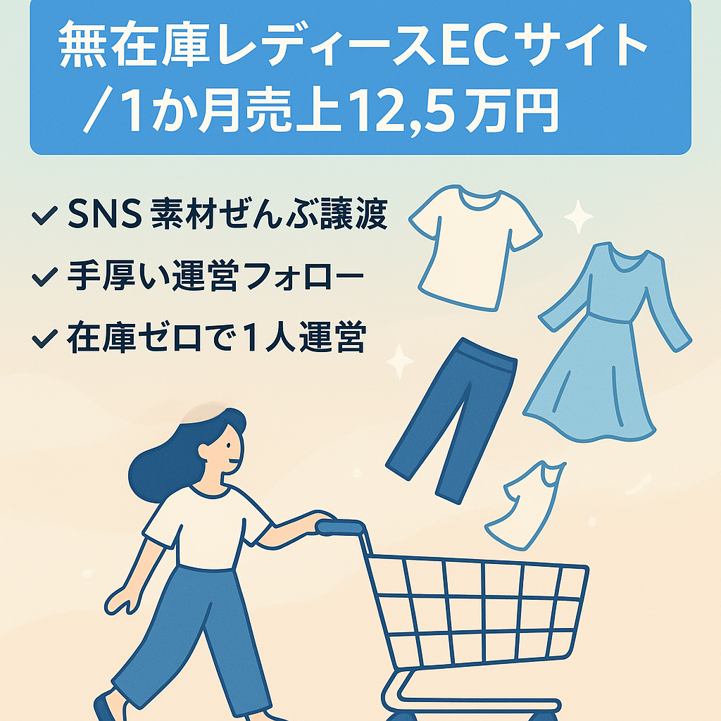 【オープン１か月で￥125,000売上】無在庫ECレディースアパレルサイトを譲渡します