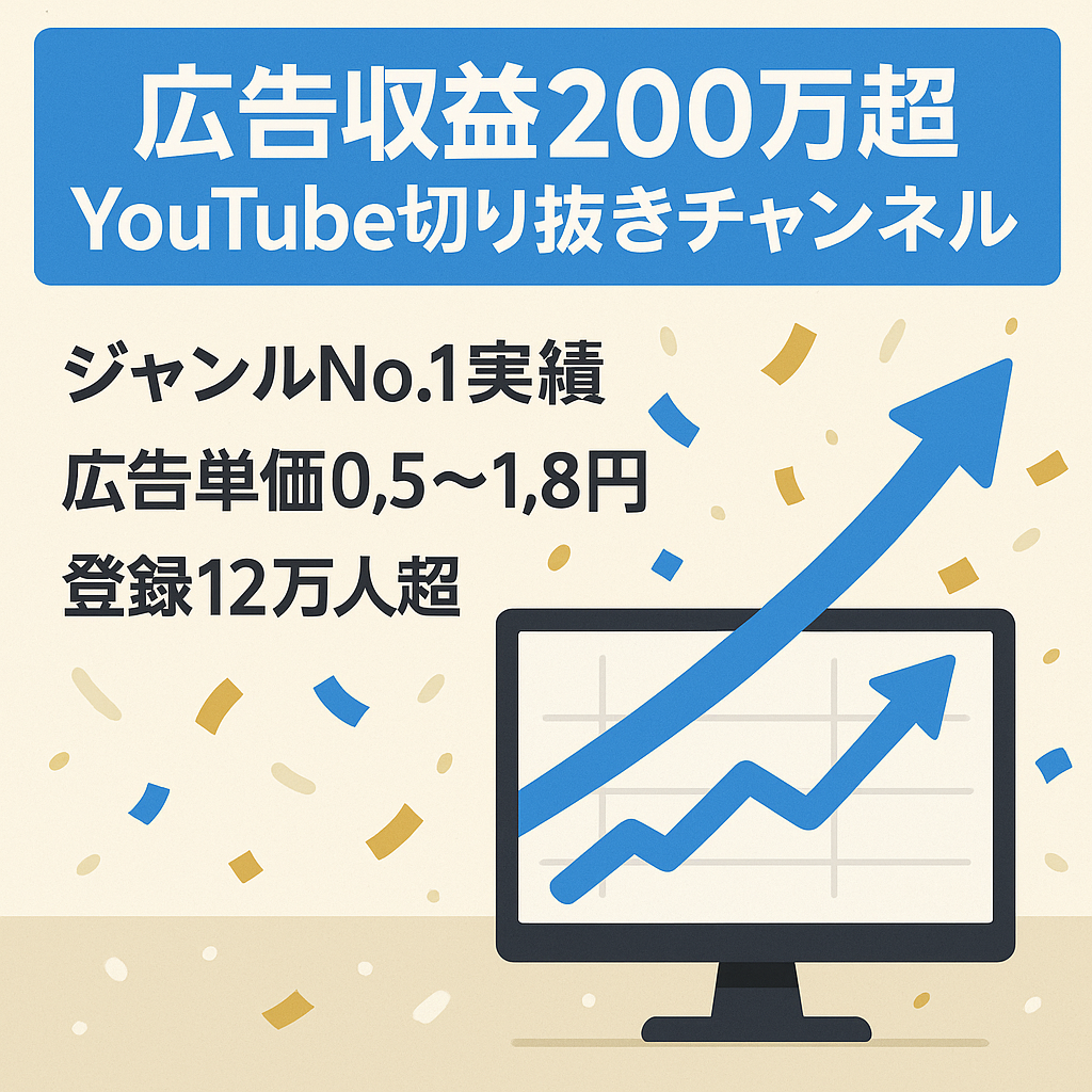 【平均広告収益200万円超！】登録者12万人超えのYouTube切り抜きチャンネル