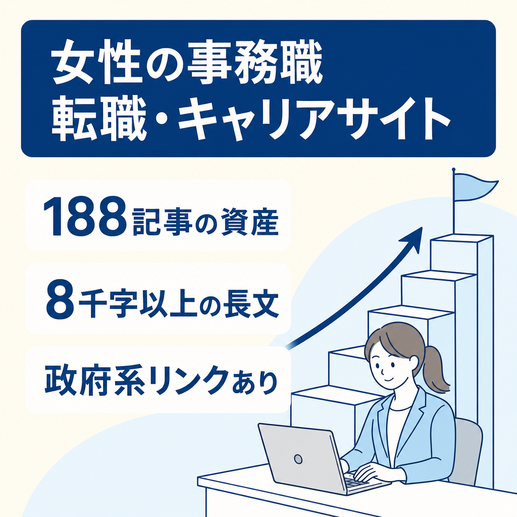 【180記事超え・属人性なし】女性のオフィスワーク・事務職転職＆キャリア形成に特化したサイト