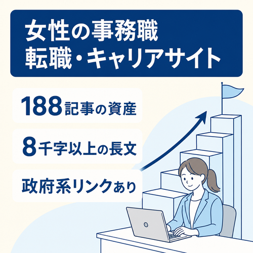 【180記事超え・属人性なし】女性のオフィスワーク・事務職転職＆キャリア形成に特化したサイト