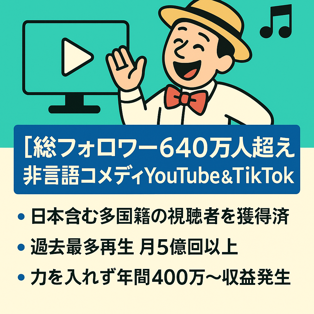 【総フォロワー640万人超え】非言語コメディYouTube＆TikTok 属人性あり