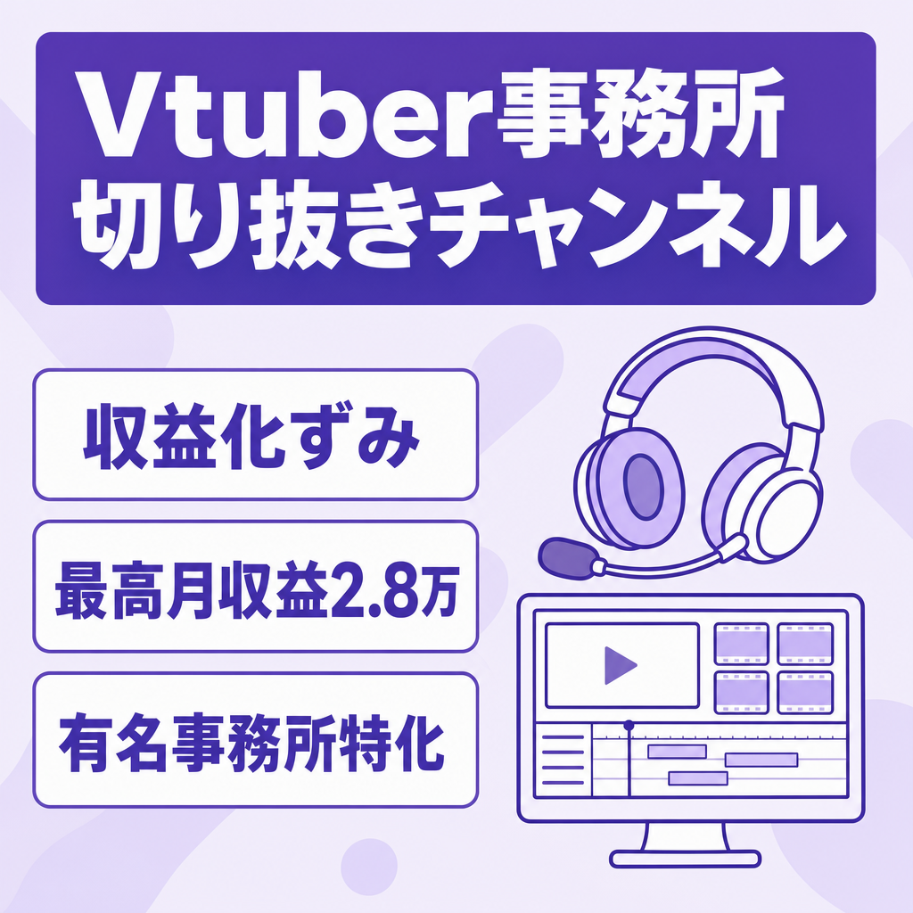 収益化済み　最高月収益28,000円　某有名Vtuber事務所専門切り抜きチャンネル