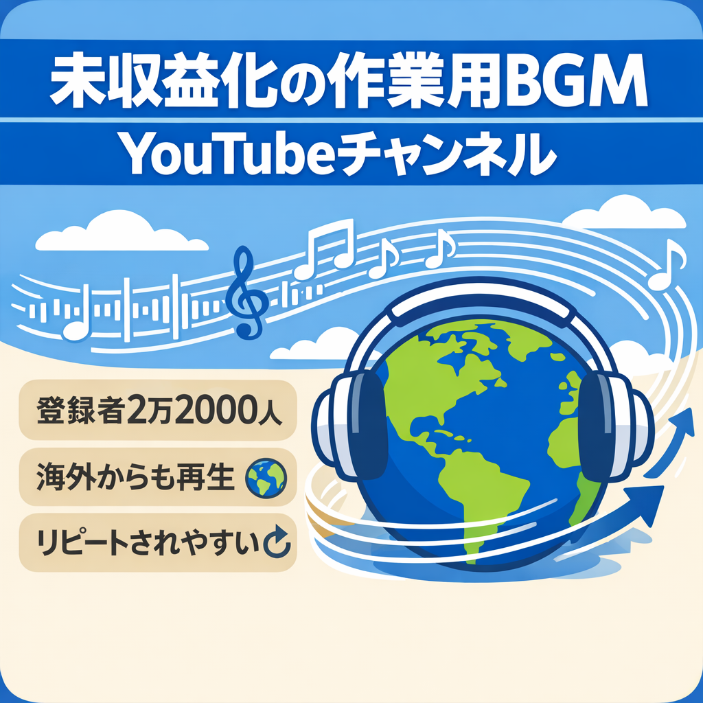 YouTube【チャンネル登録者2万2000人】の作業用BGMのYouTubeチャンネル。未収益化。