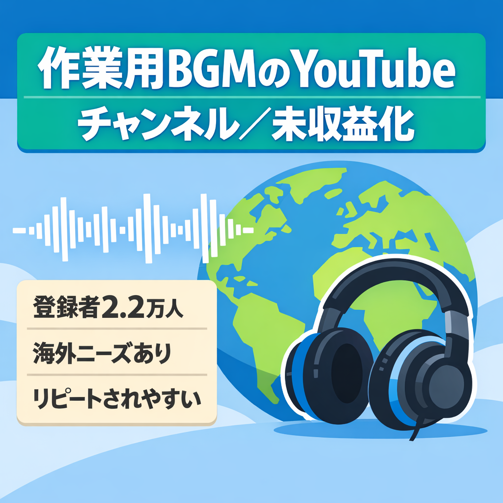 （訳あり）YouTube【チャンネル登録者2万2000人】の作業用BGMのYouTubeチャンネル。未収益化。【期間限定値下げ中】